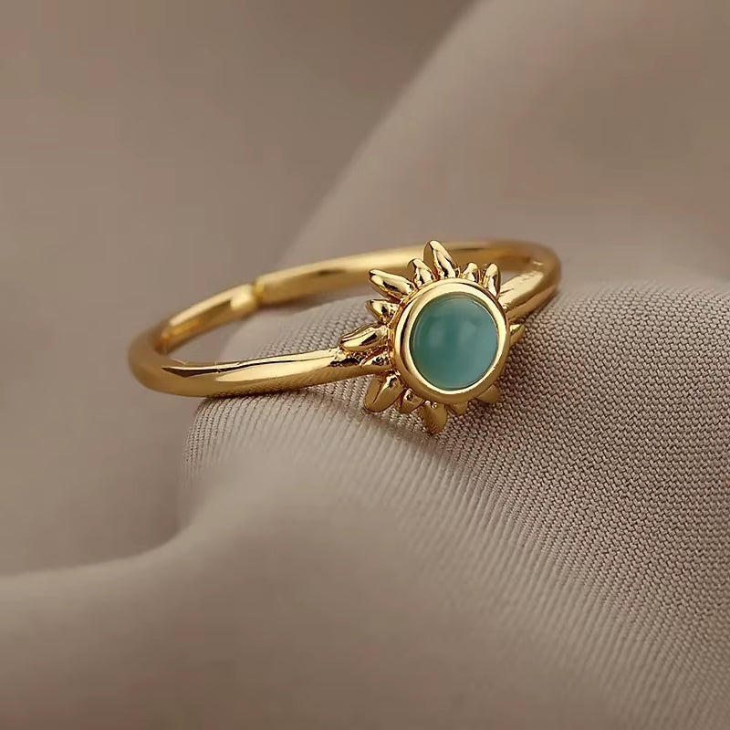 Stainless Steel Rings for Women Aesthetic Heart Gold Color Wedding Ring Vintage Waterproof Wedding Jewelry Prom Accessories Gift